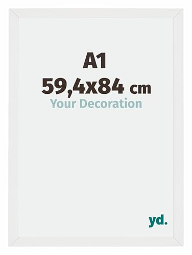 Your Decoration - Cadre A1 59.4x84 cm - Blanc Brillant - Cadres Photo en MDF Avec Verre acrylique - Anti-Reflet - Cadre A1 59.4x84 - Mura