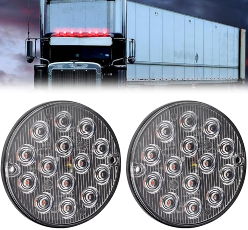 2PCS Luci di Posizione Laterali per Camion Rotonda,14LEDs Luce di Ingombro Laterale 12V 24V Luce Stroboscopica Lampeggiante di Emergenza Con Hi/Lo/Strobo per Camion Rimorchio Caravan Van (Rosso)