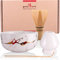 Goodwei Matcha Set mit Besen, Besenhalter und Teeschale für japanische Teezeremonie (White Marmor), Keramik, 320 ml