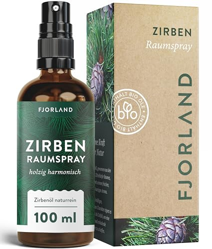 Fjorland Zirbenspray 100% naturreines Zirbenöl aus Österreich – 100 ml Holzig-aromatischer Duft für dein Zuhause – Vielseitig einsetzbar als Raumspray oder Kissenspray