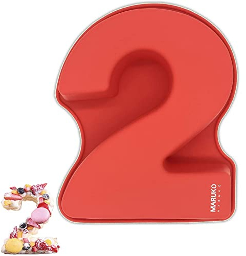 MARUKO Muttertag Kuchenform Zahlen Silikon Backform Zahlen Groß 3D Number Cake Backform Anzahl 2 DIY Kindergeburtstag Hochzeit Jubiläum Geburtstagstorte Zahlenbackform