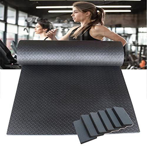 MNBVH Laufband Bodenschutzmatte/Schallschutzmatte/Antivibrationsmatte/Unterlage Antirutsch/Antirutschmatte/Fitnessgeräte Schutzmatte, Fitnessgeräte Unterlegmatte (Size:200×100×1.5 cm,Color:Schwarz)