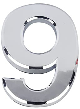 Silver Door Numbers Stick On, 0-99, Letters A, B, C, D, 3'' House Numbers Self Adhesive Stickers, For Doors, Mail Boxes, Hotel Rooms (9)