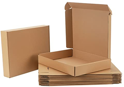Pemtow 13x10x2 Shipping Boxes Set of 20, Brown Corrugated Cardboard Literature Mailer Box for Packaging, Mailing, Business