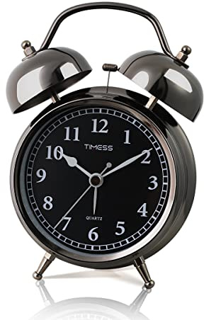 TIMESS 4.7 Inch Super Loud Alarm Clock for Heavy Sleepers Adults,Retro Twin Bell Vintage Alarm Clock for Bedrooms Bedside, Silent Non-Ticking Alarm Clock with Snooze Function