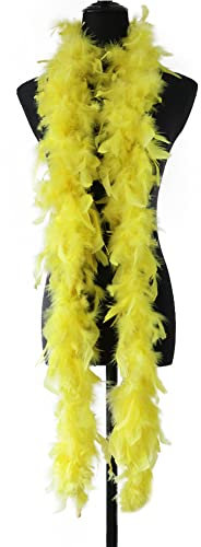 2 Stück Federboa für Weihnachtsbaum,2m Einfarbig Flauschige Federboa Weihnachten Band Boa Streifen Federschal Kostüm Boa Girlande Federn Schal Stola Kostüm Party Karneval Schal für Damen Kinder,Gelb