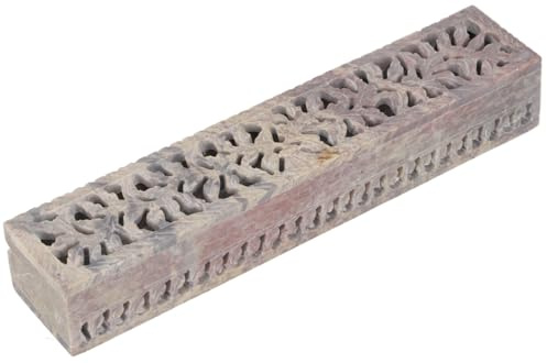 Specksteinschachtel, handgefertigte Aufbewahrungsbox für Potpourri, Ranke 2 | Vielseitig einsetzbar für Räucherstäbchen, Schmuck, Stifte, Unikat, traditionell handgearbeitet, Naturprodukt