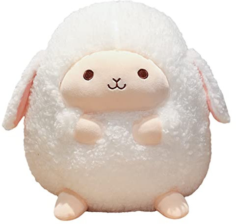 JAWSEU Schaf Stofftier Plüschtier Kawaii Lamm Plüschtier, Chubby Schaf Stofftier, Lamm Plüsch Stofftier Spielzeug Weiche Wurfkissen Geschenk für Kinder Jungen Mädchen