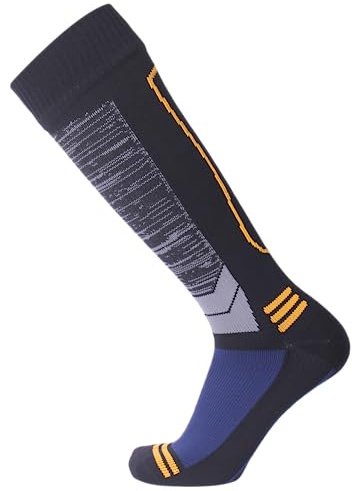 SuMade Knee High Waterproof Socks for Men Women, Neoprene Socks Water Resistant Socks Breathable Wicking Cycling Running Fly Fishing Boot Socks 1 Pair (Gray&Black&Blue, Medium)