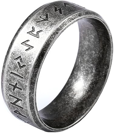 VELESAY Anillo Vikingo de Acero Inoxidable - Runas Nórdicas Vintage Gótico Retro Punk Biker - Joyería Religiosa
