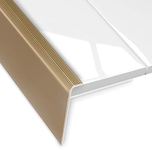 Floordirekt Profili per bordi per gradini, 6 pezzi, con materiale di montaggio (lunghezza: 100 cm, altezza: 53 mm, bronzo chiaro)