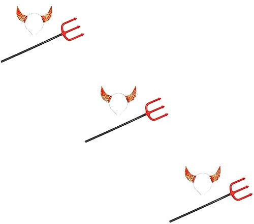 Angoily 3 Sets Teufelskostüm-set Horn-stirnband Teufelsrequisite Für Damen Halloween Und Cosplay-events