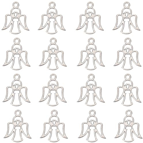 SUNNYCLUE 1 Box 100 Stück Weihnachtsengel Charms Bulk Engel Charm Silber Antike Tibetische Legierung Feenflügel Anhänger Valentinsflügel Charms Für Die Schmuckherstellung Charms DIY Halskette Ohrring