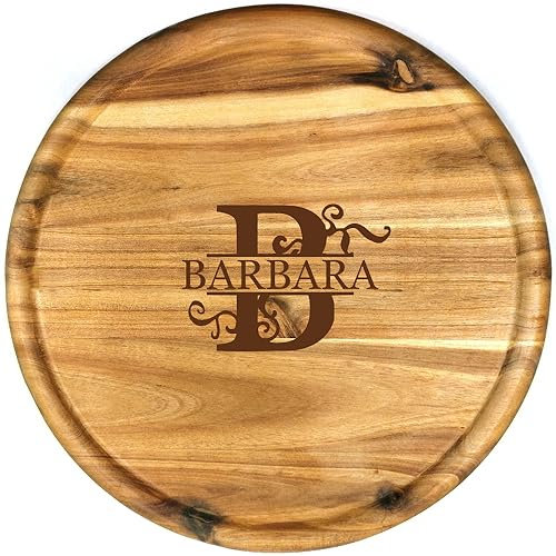 Sterngraf Pizzateller mit Gravur Monogramm/Buchstabe (+ Name) personalisiertes Pizzabrett Akazien-Holz 32cm Geschenk-Idee Geburtstag Jubiläum, Motiv MO1