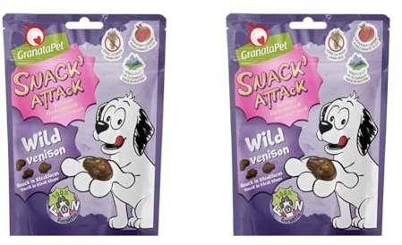 GranataPet Snack' Attack Wild, 100 g, Hundeleckerli ohne Getreide & ohne Zuckerzusätze, Leckerchen für Hunde, weicher Hundesnack (Packung mit 2)