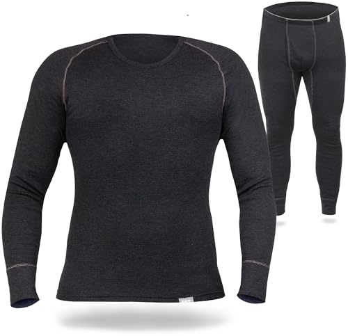 SES termounderkläder herrset i 75 % bomull och 25 % polyester/ventilerande och hållbara termiska underkläder för män/termounderkläder män vinter för värme och komfort, antracit, XL