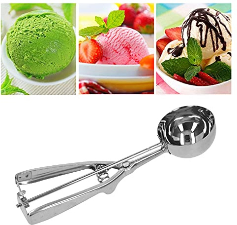 Tomotato Edelstahl Eisportionierer Eislöffel, Edelstahl Eisportionierer mit Auslöser Groß 5cm Eiskugelportionierer für Eiscreme Plätzchen Kuchen Teig(Large)