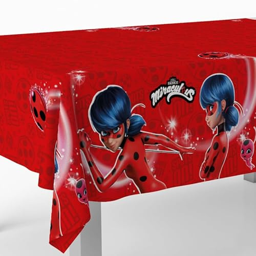 BeenSmile, Tischdecke Geburtstag Miraculous, perfekt für Kinder und Mädchen, Partyartikel für Kinder, 1 Stück, 120 x 180 cm