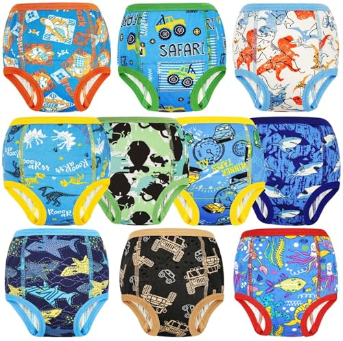FLYISH DIRECT Baby Töpfchen Trainingshose, Packung mit 10 Kinder Töpfchentraining Unterwäsche für Jungen und Mädchen, 140/7T