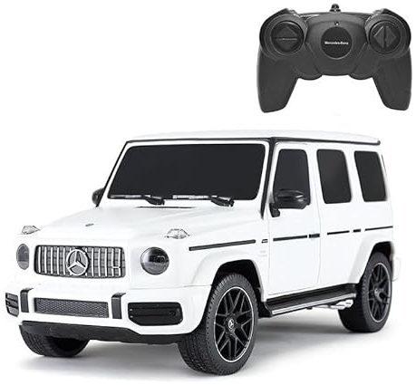 Officially Licensed Mercedes Benz G63 AMG RC Car, 1:24 Scale, White - Remote Controlled with Front Wheel Shock Absorbers, Suitable for Indoor and Outdoor Play