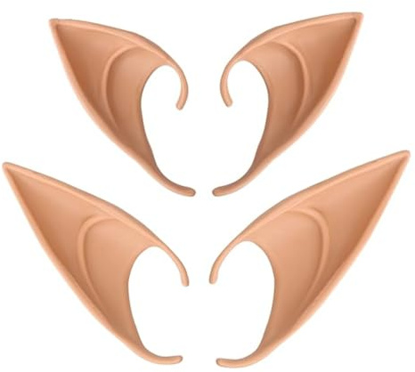 JJiaoLinin Latex Elfenohren Ohren,2 Paare Weiche Elfenohren Elf Ears Cosplay für Halloween Weihnachtsfeier Cosplay Karneval Party Fasching Kostüm Zubehör,2Größen,Natürliche Farbe