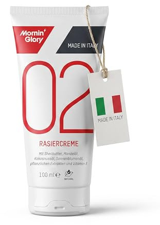 Mornin' Glory Rasiercreme Männer 100 ml mit Aloe Vera | natürliche Inhaltsstoffe - feuchtigkeitsspendend - Ideal für die Pflege und Schutz der Haut bei Nassrasuren