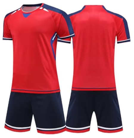 Cozozn sportkläder pojkar fotboll tröja barn träningsdräkt kläder barn outfit set jersey set, Rödblå, 6-7 År
