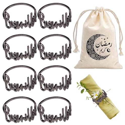 Ramadan Geschenke - Bismillah Serviettenringe in Schwarz - Einzigartige und stilvolle Serviettenringe für jede Tischdekoration