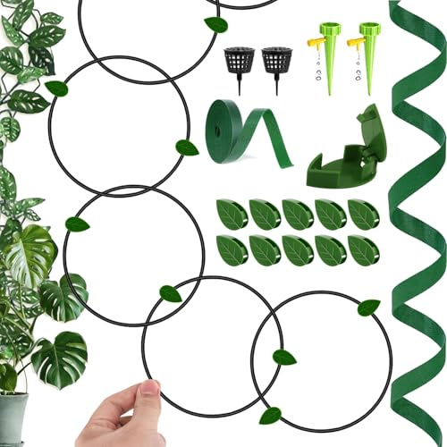 18PCS, Rankgitter für Kletterpflanzen, Pflanzenrankenstütze, Rankhilfe DIY, Kettenspalier für Kletterpflanzen, mit 1M Bändern und 10pcs Haken, für Ranken, Pothos Indoor & Outdoor Schwarz