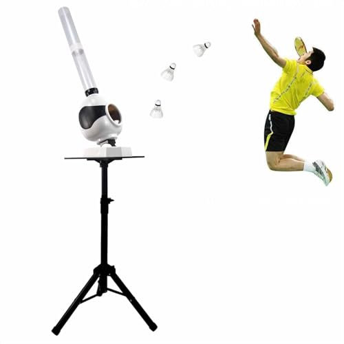 Gmpeccable Badminton-Aufschlagmaschine, Badminton Trainingsmaschine,Automatisch Federballroboter Federball Maschine Badminton Pitching Machine Automatische Pitcher Elektrische Ball Launcher