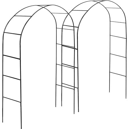 Harbour Housewares Metal Garden Arches Arbour - 2.4M x 1.4M - Black - 2x Large Wide Heavy-Duty Outdoor Climbing Plants Rose Flower Gate Archway Pergola Trellis Support Frame Wedding Decoration