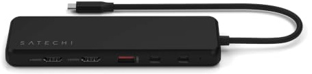SATECHI USB-C Dockingstation 13-in-1 für DREI Displays | 1 × HDMI 8K, 2 × HDMI 4K, PD 85 W, Gigabit-Ethernet; für Mac und Windows-PCs