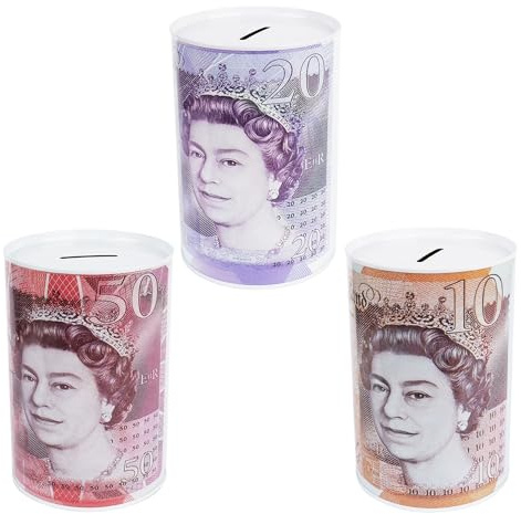 My First Million Money Tin - Queen Elizabeth Design - 15m x 10cm, Savings, Coin Box, Novelty Item For Saving Birthday Money, Cash Coin Box Tin, Tinplate, Pound Sterling