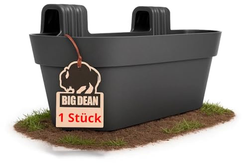 BigDean Blumenkasten Balkongeländer 50cm mit Wasserspeicher Anthrazit | Balkonkasten inklusive Halterung, Blumentopf zum Aufhängen