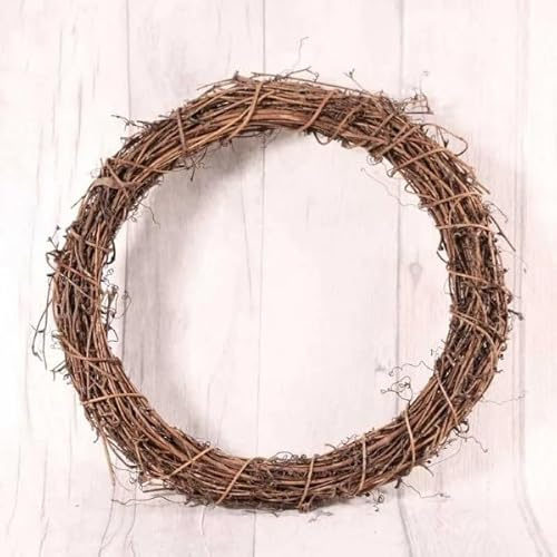 Direct Florist Supplies - 35cm (14) Natural Rattan Grape Vine Wicker Wreath - Base Wreath Making Floristry Floral Seasonal Autumn Christmas Xmas Display