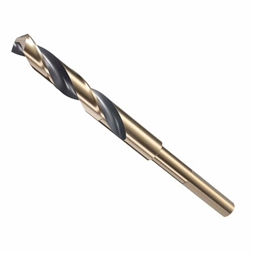 CoCud Drill Bit 13 mm Diameter 10mm Shank 3-Flat 4341 HSS | High Speed Steel Black and Gold 135° Angle Reduced Shank Bits - (Applications: for Plastic Wood )