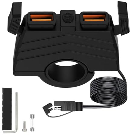 Rrlihjgu Cargador de Teléfono para Motocicleta,Cargador USB para Moto - Impermeable Soporte para Manillar Carga Rápida para Ciclomotor