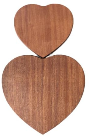 Tagliere in legno a forma di cuore, vassoio per servire formaggi e salumi, tagliere in legno naturale per carne, formaggio e verdure (grande) (confezione da 2 cuori)