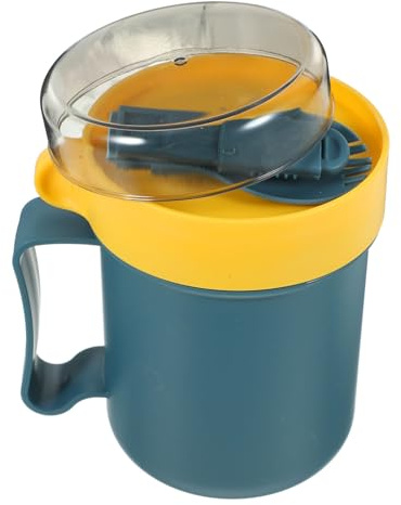 ULTECHNOVO Taza Desayuno Portátil con Tapa y Cuchara Taza Sopa con Antideslizante Diseño Práctico y Material PP Resistente para Uso Doméstico