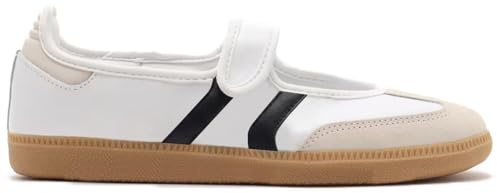 Tigeridea White Sneakers for Women Business Casual Tennis Shoes Cute Flat Retro Mary Jane Shoes Women's Fashion White Sneakers Size 10