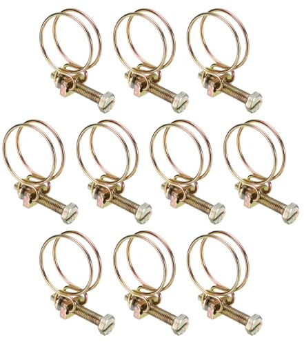 sourcing map 10pcs Adjustable Double Wire Hose Clamp 28-32mm Carbon Steel Wire Hose Clips Pipe Tube Clamps for Dust Collection Rubber PVC Pool Pump Hose