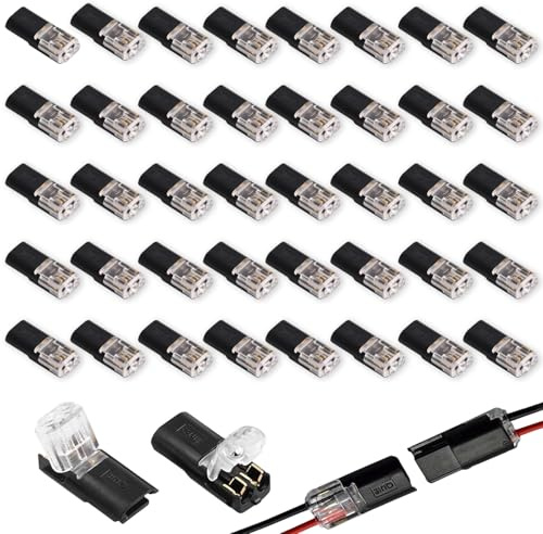 Weilin 40 Pcs Wire Connectors, 12v Waterproof Wire Connectors 2-Pin, Quick 12v Automotive Crimp Connector for 18-22 Awg Wires, Plug-In Cable Terminals for Cars and Trucks