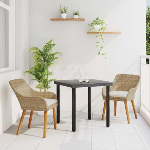 Frdhee Gruppo per panca angolare da giardino, con cuscino, 3 pezzi, beige, in rattan sintetico, per terrazza, giardino d'inverno, cortile