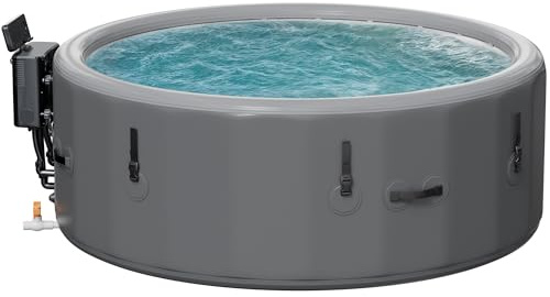 Vasca idromassaggio gonfiabile da 215,9 cm, per 6-8 persone, XL, con copertura termica a risparmio energetico, 180 getti di bolle e riscaldamento rapido da 40 °C, vasca da massaggio portatile rigida