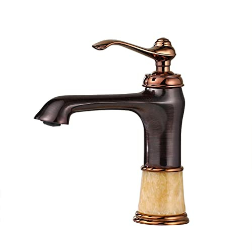 OREKPOT Basin Mixer Tap Bathroom Sink Taps Bathroom Taps Washbasin Taps Retro Antique Brass Single Lever Mixer Tap with Cold and Hot Water Washbasin Taps Black,B，A A