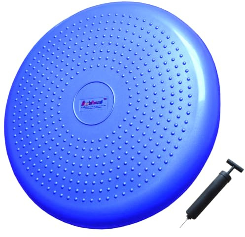 AppleRound Inflated Wobble Cushion with Pump, Air Stability Board, Core Balance Disc for Adults, Sensory Wiggle Seat for Kids, 13.5in / 34cm Diameter