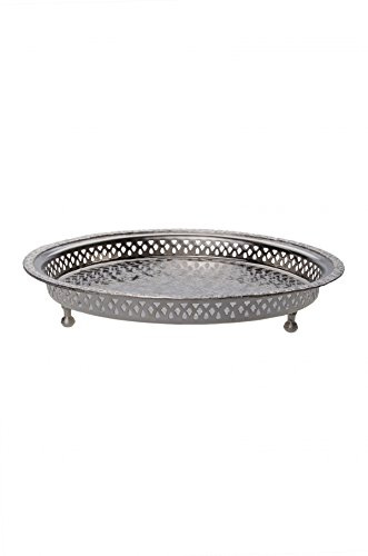 Orientalisches Messing-Tablett Nadia edel aus Messing in Silber 27 cm