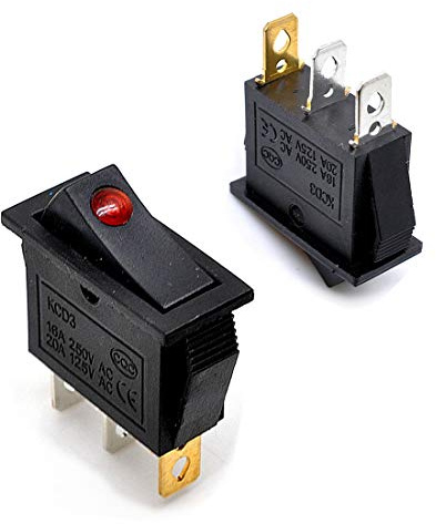 Oiyagai Lot de 10 Interrupteurs Bascule KCD3 ON/OFF – 2 Positions, 16A 250V / 20A 125V, Voyant LED Rouge, Interrupteur Bateau pour Équipements Électriques