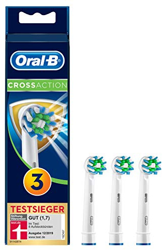 Braun Oral-B 4210201207108 CrossAction Aufsteckbürsten Mit Bakterienschutz, Verhindert Bakterielles Wachstum Auf Den Borsten, 3 Stück