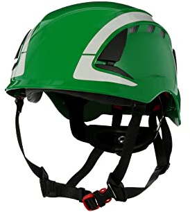 3M SecureFit X5000 Safety Helmet, Vented, Reflective, CE, Green, X5004V-CE